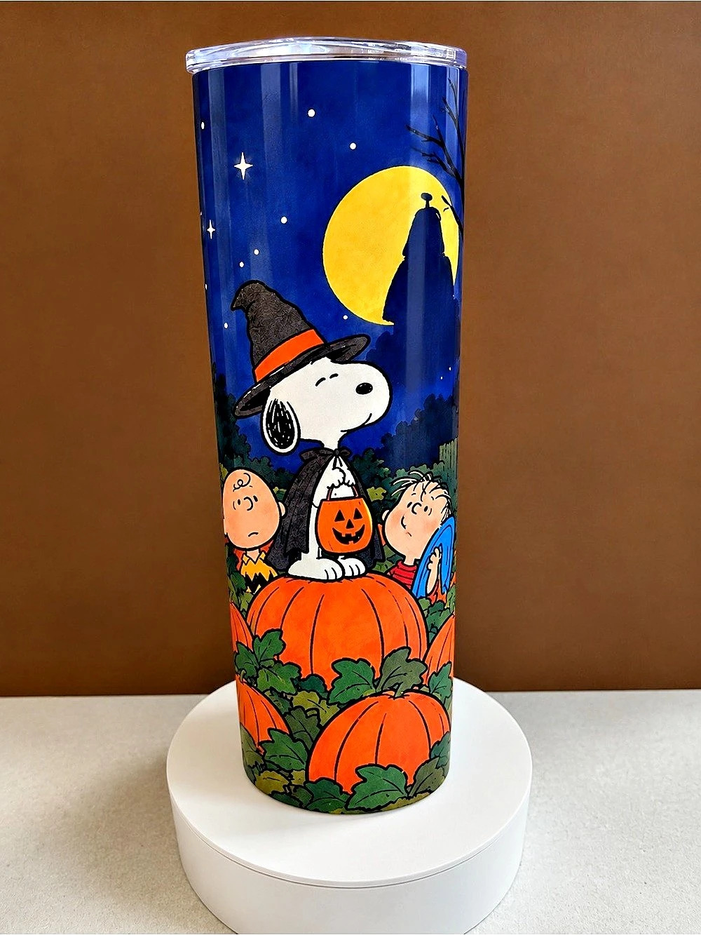 Peanuts Snoopy Great Pumpkin Halloween Stainless Steel Tumbler Blue & Orange
